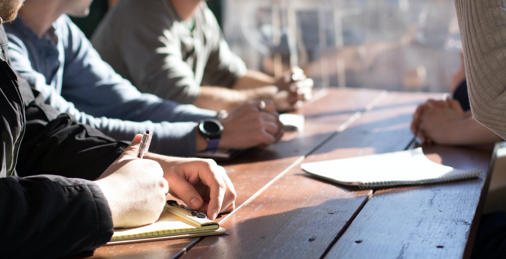 Leadership training on wooden desk